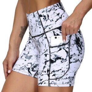 THE GYM PEOPLE Women's High Waist Workout Shorts Breathable Yoga Shorts